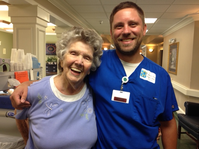 Betty and her favorite man candy, her nurse, Kevin.