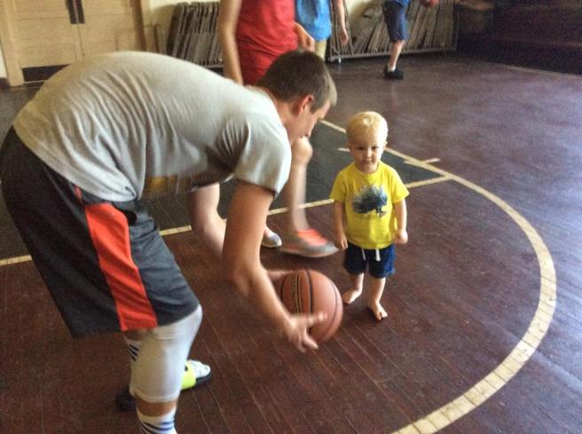 Jack and Sam play basketball in Fulton, KS